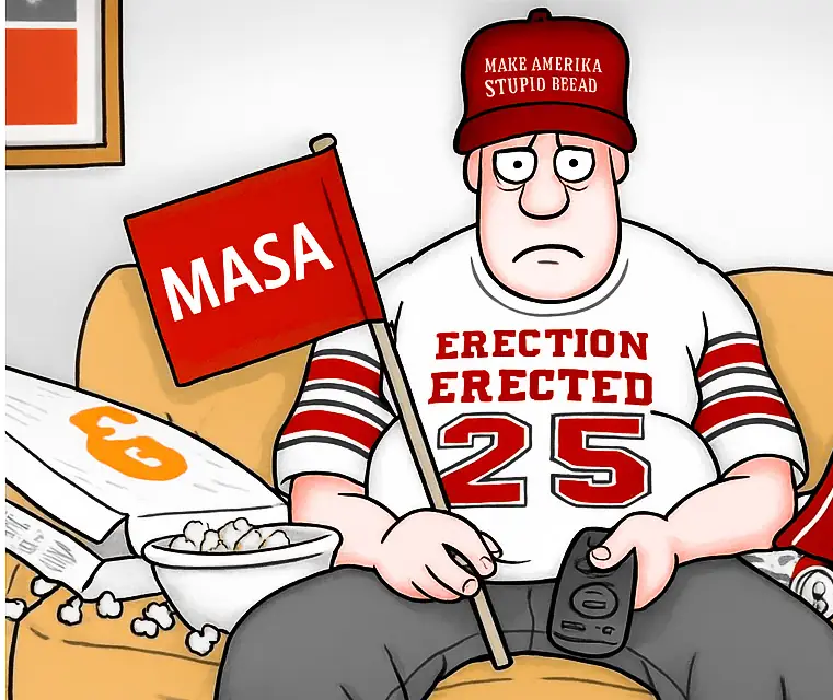Founding M.A.S.A voter watching TV.