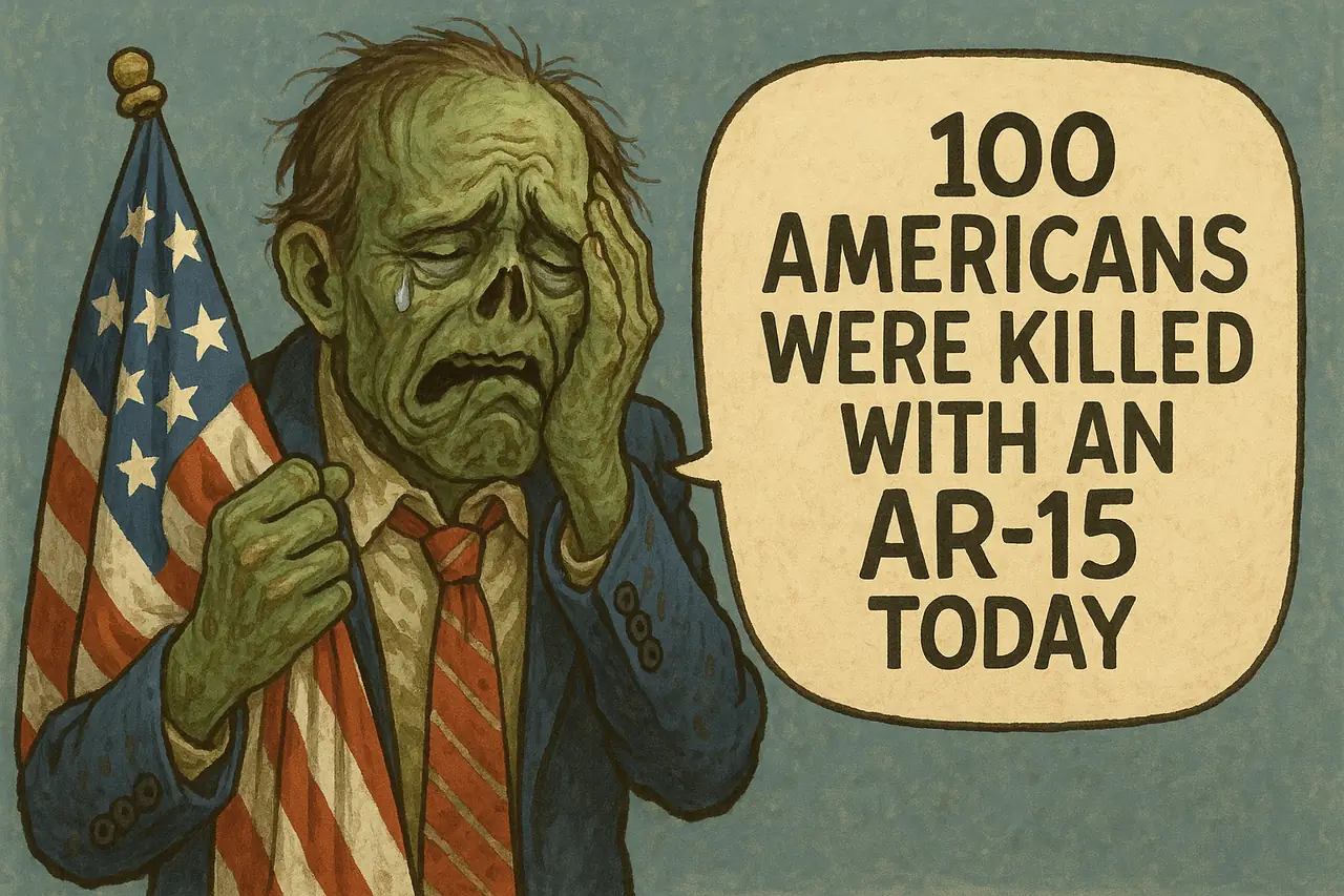 Zombie politician crying crocodile tears